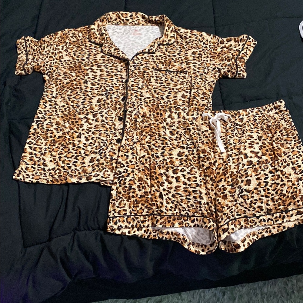 Leopard Print size large Pajama Set